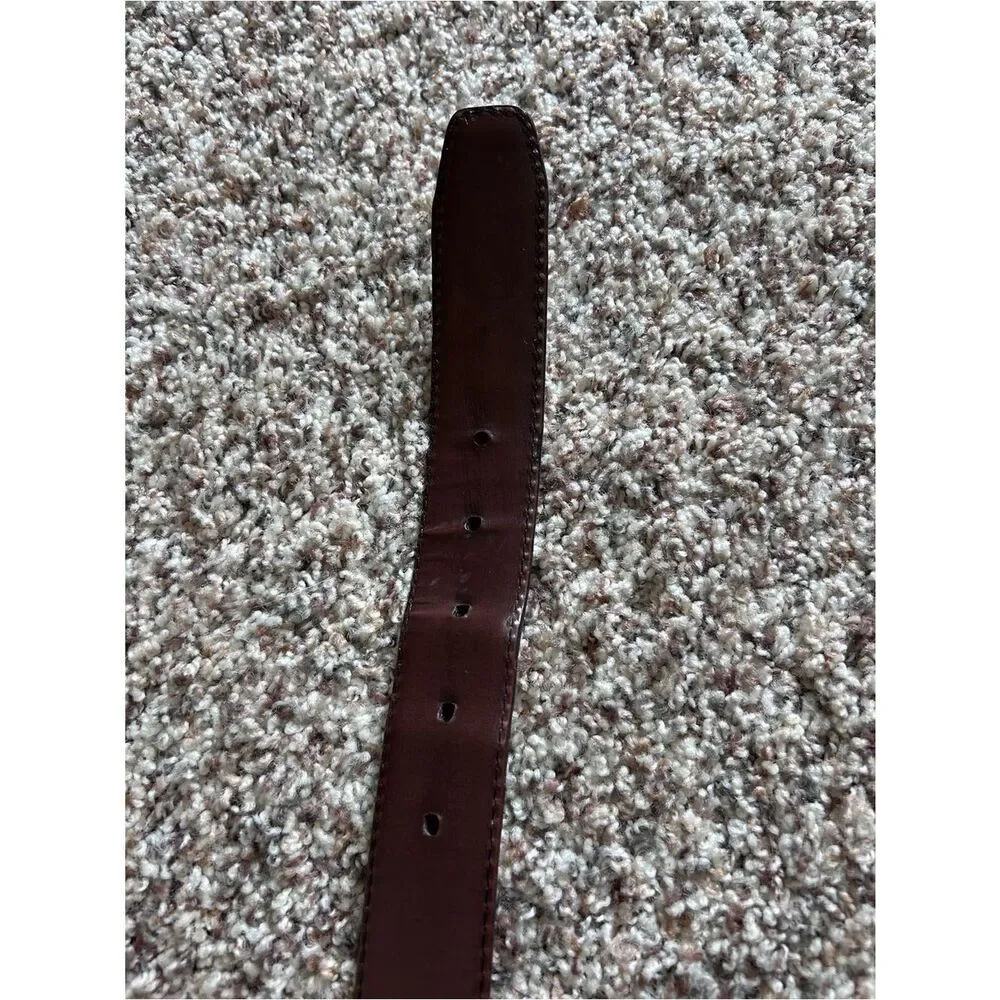 Mens Brown Genuine GrainLeather Belt with Contrast Stitching Size 44